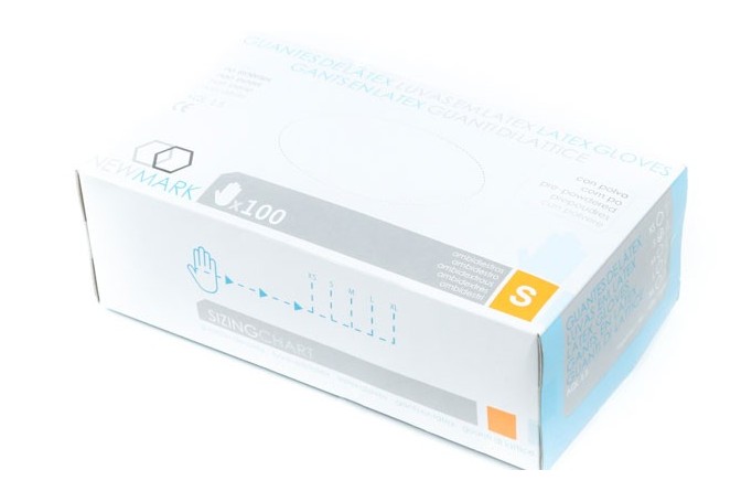 NEWMARK, Mănuși unică folosință, latex, pudrate, mărimea S
