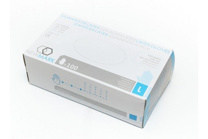 NEWMARK, Mănuși unică folosință, latex, pudrate, mărimea L