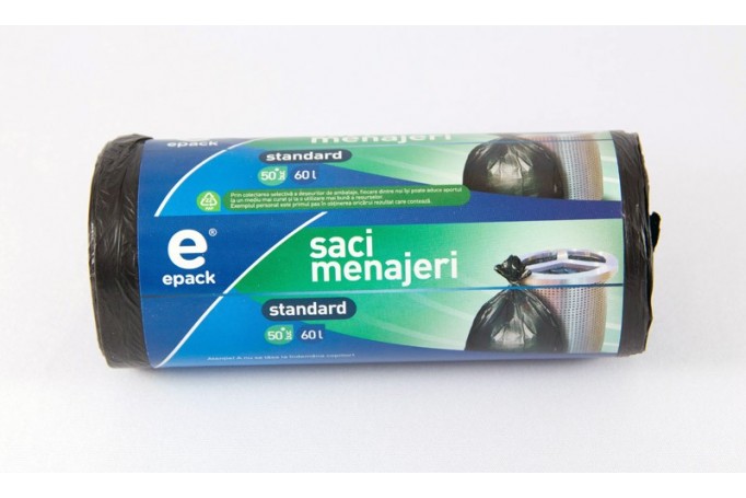 Epack, saci menajeri, HDPE, gri, 60 L