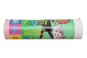 Saci cu snur pop-art 60 L, rola 15 buc, Epack