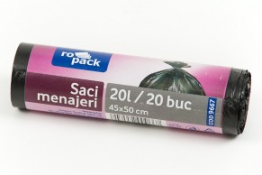 Ropack, saci menajeri din HDPE, gri, 20 L