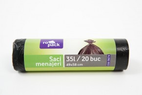 Ropack, saci menajeri din HDPE, gri, 35 L