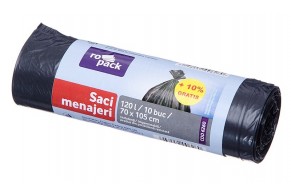Ropack, saci menajeri din LDPE regenerată, negru 120 L