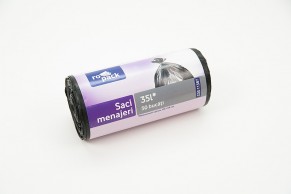 Ropack, saci menajeri din HDPE regenerată, negru, 35 L