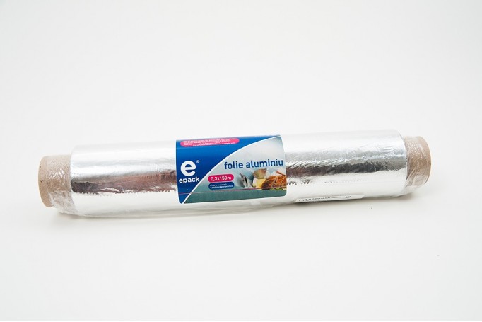 Epack, folie alimentară din aluminiu, în țiplă de plastic, 150 M